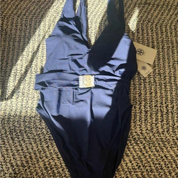 Navy Miller Plunge Tory Burch Swimsuit Medium NWT - Picture 4 of 4